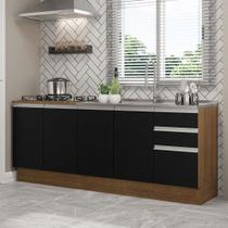 Kit Com 2 Balcões De Cozinha Madesa Glamy 4 Portas 3 Gavetas (sem Tampo E Pia) - Rustic/preto Kit Com 2 Balcões De Cozinha Madesa Glamy 4 Portas 3 Gavetas (sem Tampo E Pia) - Rustic/preto