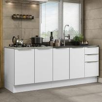 Kit com 2 Balcões de Cozinha Madesa Lux 4 Portas 3 Gavetas (Sem Tampo e Pia) - Branco/Branco Veludo