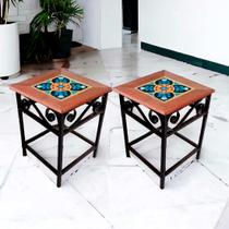 Kit com 2 Bancos Madeira Mesinhas para área Gourmet Churrasco Jardim S01