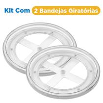 Kit Com 2 Bandejas Acrílico Porta Maquiagem Temperos Multiuso Giratória 360 Kit Com 2 Bandejas Acrílico Porta Maquiagem Temperos Multiuso Giratória 360