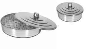 Kit Com 2 Bandejas Pratas Cálices E Pães Para Santa Ceia