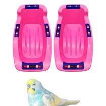 Kit com 2 Banheiras Rosa com Miçanga para Calopsitas, Periquitos, Papagaios, Ring Necks, Toco, Tucano e Outros Pássaros