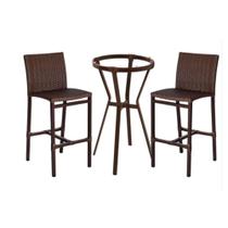 Kit com 2 Banquetas altas em alumínio e fibra sintética + Mesa bistrô