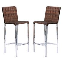 Kit com 2 Banquetas Altas Jardim em Alumínio e Fibra Argila - Premium Box