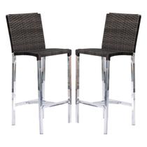 Kit com 2 Banquetas Altas Jardim em Alumínio e Fibra Marrom - Premium Box