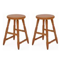 Kit com 2 Banquetas de Maderia Bar Baixa Mel Acetinado - Piratini