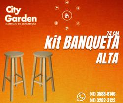Kit com 2 banquetas tamanho 74cm de madeira pinus