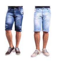 Kit Com 2 Bermuda jeans Masculina Rasgada