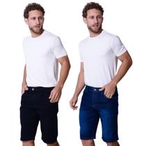 Kit Com 2 Bermuda Masculina Slim Com Estilo Casual Básico