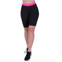 Kit com 2 Bermudas Ciclista Cintura Alta Fitness Suplex Black Neon