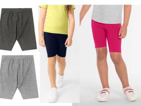 Kit com 2 bermudas ciclista infantil menina cotton