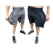 Kit com 2 bermudas dry fit de seda gelada esportivas premium