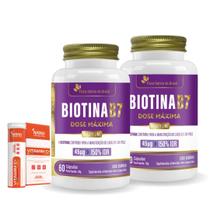 Kit Com 2 Biotina B7 150% IDR 60 Caps + 1 Vitamim c+ - Flora Nativa do Brasil