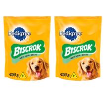 Kit com 2 Biscoito Pedigree Biscrok Multi Cães Adultos 500g