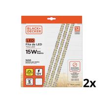 Kit com 2 black & decker fita led2835 15w m 2700k 5m 12v