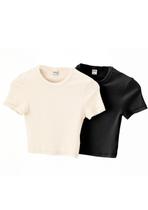 Kit Com 2 Blusas Femininas Cropped Em Ribana