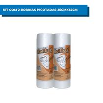 Kit Com 2 Bobinas Picotadas Roll Bag 25X35 Com 500 Saquinhos
