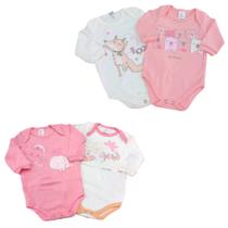 Kit com 2 Body Manga Longa Bicho Molhado Menina Sortidos RN-XG Kit com 2 Body Manga Longa Bicho Molhado Menina Sortidos RN-XG