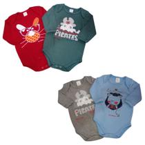 Kit com 2 Body Manga Longa Bicho Molhado Menino Sortidos RN-XG