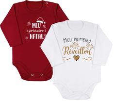 Kit com 2 Bodys Bebê Natal ano Novo