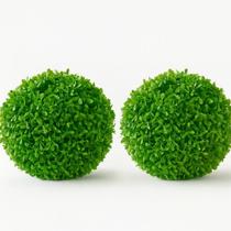Kit Com 2 Bolas De Grama Topiária Artificial 25cm