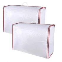 Kit com 2 Bolsa em Pvc Transparente Porta Roupas de Cama Lençóis Colchas Edredons Cobertores Organizador de Closet