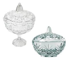 Kit Com 2 Bomboniere De Vidro Baleiro Decorativo