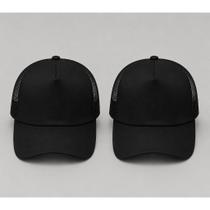 Kit com 2 bone espumado liso trucker tela aba cuva para personalização Kit com 2 bone espumado liso trucker tela aba cuva para personalização