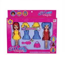Kit com 2 bonecas troca de roupa chic girl