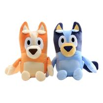 Kit com 2 boneco Bluey e Bingo Pelúcia 28 Cm Familia Bingo Chilli Bandit