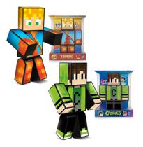Kit com 2 Bonecos Articulado jogo mine Cadres e Lopers Craft
