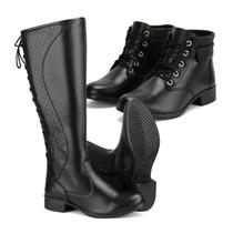 Kit Com 2 Botas Femininas Cano Curto E Montaria Top