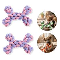 Kit com 2 Brinquedos Pet Ossinho de Corda Mordedor para Cachorro