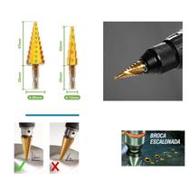 Kit Com 2 Brocas Escalonadas 4-12 mm E 4-20 mm Titânio Ótima Kit Com 2 Brocas Escalonadas 4-12 mm E 4-20 mm Titânio Ótima