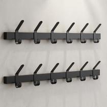 Kit com 2 Cabideiros Suporte de Parede Organizador Brasforma Preto 6 Ganchos Robusto para Roupas Bonés Casaco Blusas Chaves
