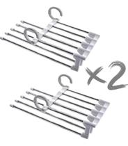 Kit Com 2 Cabides Multifuncional Para Calças De Inox