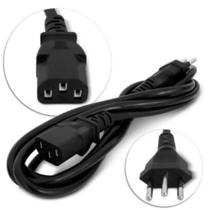 KIT com 2 Cabos de Força Energia Atx Tripolar Padrão Monitor Pc 110v/220v Cor Preto