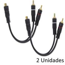 Kit com 2 Cabos Emborrachados Y RCA NWT 1 Fêmea 2 Machos 3,6mm Som Automotivo Módulo - TECHONE