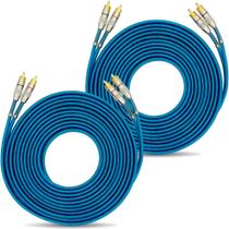 Kit com 2 Cabos RCA 5 Metros Dupla Blindagem Cobre Azul Kit com 2 Cabos RCA 5 Metros Dupla Blindagem Cobre Azul