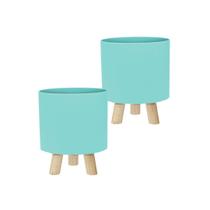 Kit com 2 Cachepot Retro pé Madeira Decoração