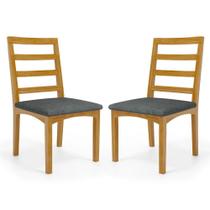 Kit Com 2 Cadeira Cecília Encosto E Pés De Madeira Maciça Assento Estofada Para Mesa De Jantar Linho Chumbo 406 Kit Com 2 Cadeira Cecília Encosto E Pés De Madeira Maciça Assento Estofada Para Mesa De Jantar Linho Chumbo 406