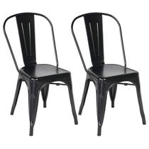 Kit com 2 Cadeira Tolix Iron Aço Carbono Industrial - PRETO BRILHANTE