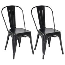 Kit Com 2 Cadeira Tolix Iron Aço Carbono Industrial - Preto