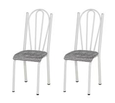Kit com 2 Cadeiras 021 America Branca/Grafiato - Artefamol