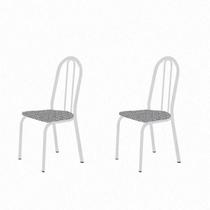 Kit com 2 Cadeiras 050 America Cromo Branca/Platina - Artefamol