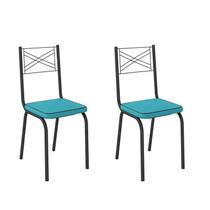 Kit com 2 Cadeiras 119 Malva Preto Fosco/Azul Turquessa - Artefamol