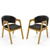 Kit Com 2 Cadeiras Agatha Madeira Maciça Estofada Para Mesa De Jantar material sintético Preto 503