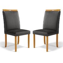 Kit Com 2 Cadeiras Agnes Madeira Maciça Estofadas Para Mesa De Jantar material sintético Preto 503