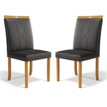 Kit Com 2 Cadeiras Ana Madeira Maciça Estofadas Para Mesa De Jantar material sintético Preto 503