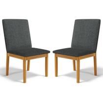 Kit Com 2 Cadeiras Daniela Madeira Maciça Estofada Para Mesa De jantar